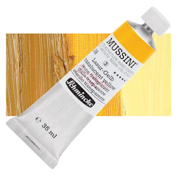 Open in modal - Schmincke Mussini Oil Color - Translucent Yellow, 35 ml tube and swatch