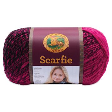 Open in modal - Lion Brand Scarfie Yarn - Black/Hot Pink, 312 yds