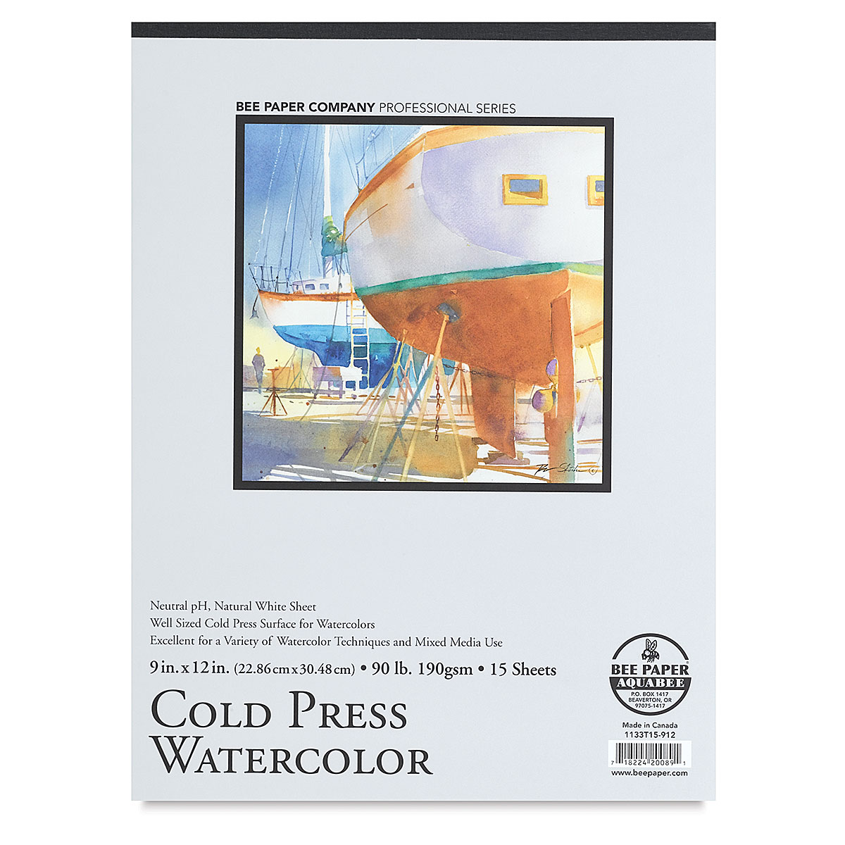 Bee Paper Aquabee Watercolor Pad - 9 x 12, 90 lb, 15 Sheets