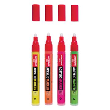 Open in modal - Amsterdam Acrylic Marker - Reflex Colors, Set of 4, caps removed