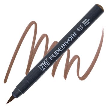 Open in modal - Zig Fudebiyori Brush Pen - Mid Brown pen and swatch