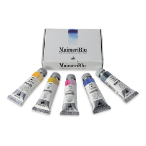 Maimeri Blu Artist Watercolor - Introduction Set of 5, Assorted Colors, 12 ml Tubes (Tubes out of packaging)