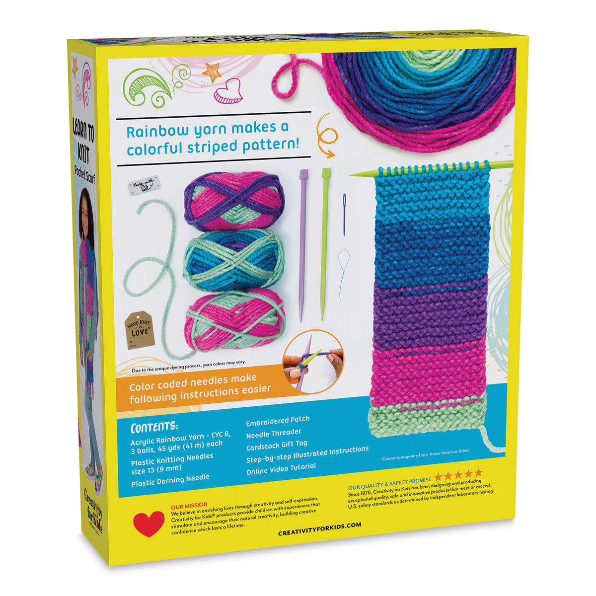 Creativity for Kids Learn to Knit Pocket Scarf - DIY Knitting Kit