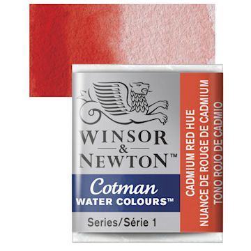 Open in modal - Winsor & Newton Cotman Watercolor Half Pan - Cadmium Red Hue and swatch