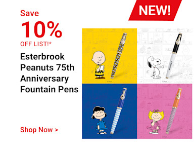 Save 10% off list! New! Esterbrook Peanuts 75th Anniversary Fountain Pens. Shop now.