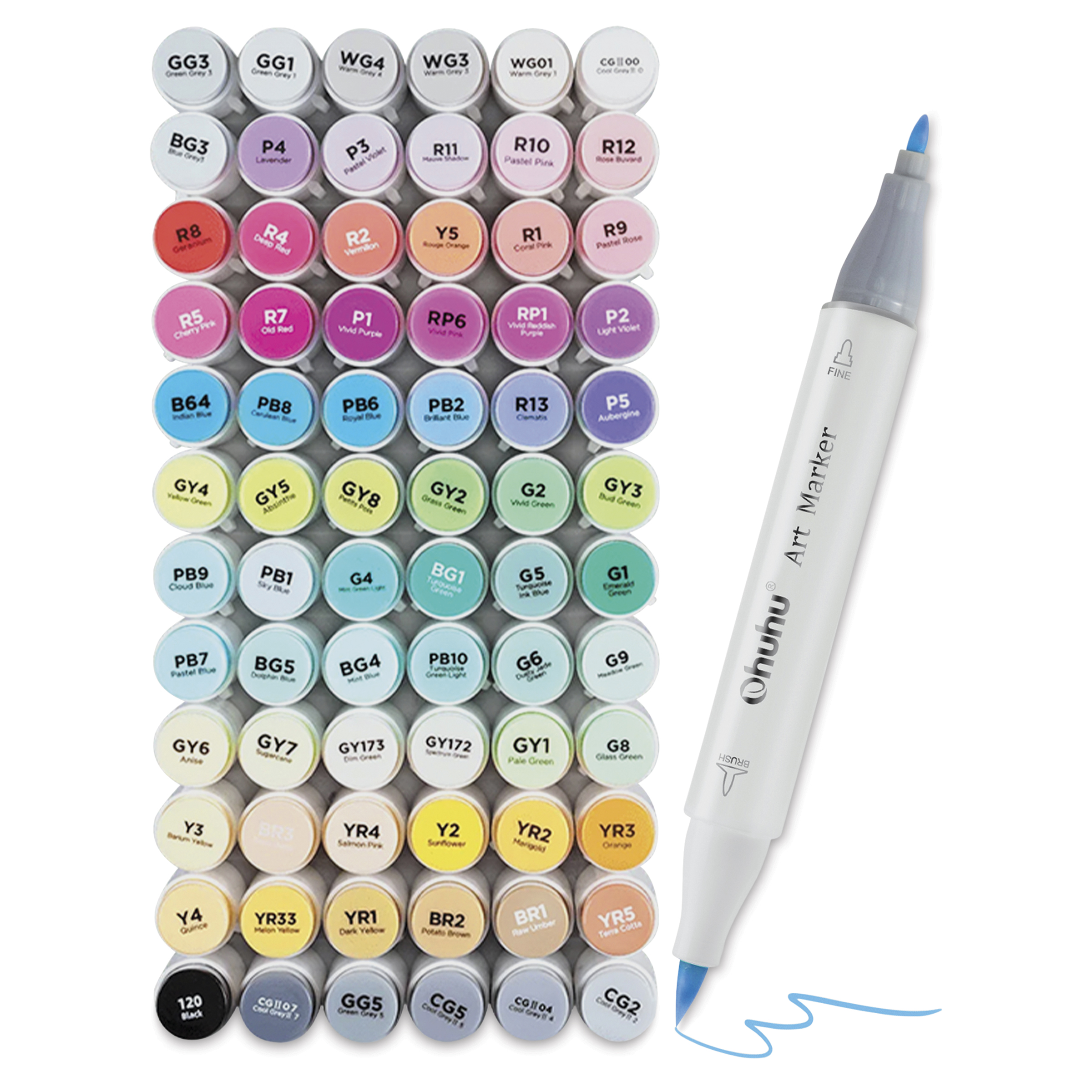 Ohuhu Honolulu B Dual Tip Marker Sets - Set of 72, Assorted