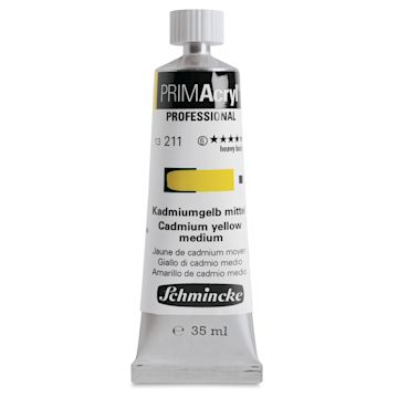 Open in modal - Schmincke Primacryl Professional Acrylic Paint - Cadmium Yellow Medium, 35 ml Tube