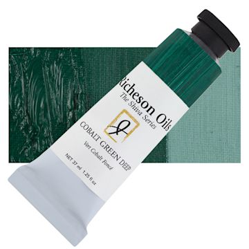 Open in modal - Shiva Signature Artist Oil Color - Cobalt Green Deep, 37 ml Tube and swatch