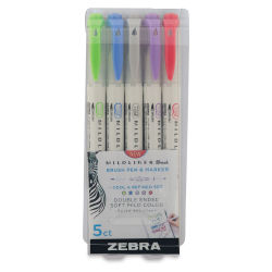 Zebra Mildliner Pens - Front of package of Set of 5 Cool and Refined Colors