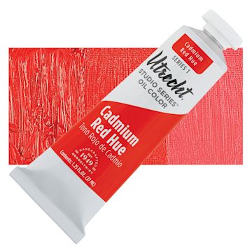 Open in modal - Utrecht Studio Series Oil Paint - Cadmium Red Hue, 37 ml, Tube and swatch