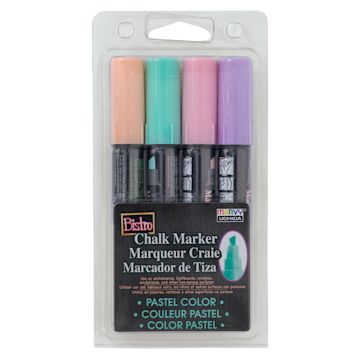 Open in modal - Bistro Chalk Marker Set - Set of 4 6mm Chisel Tip Pastel Markers shown in package