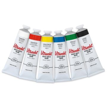 Utrecht Artists' Acrylic Paint - Basic Set of 6, Tubes (Out of packaging)