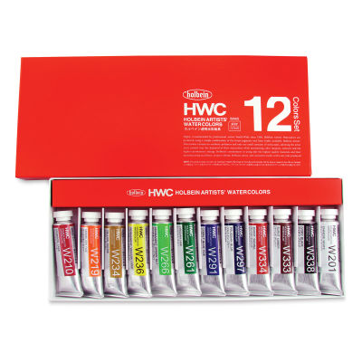 Holbein Artists' Watercolors - Assorted Colors, Set of 12, 15 ml, Tubes