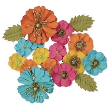 Open in modal - Little Birdie Renae Paper Flowers - Vivid Palette, Pkg of 27