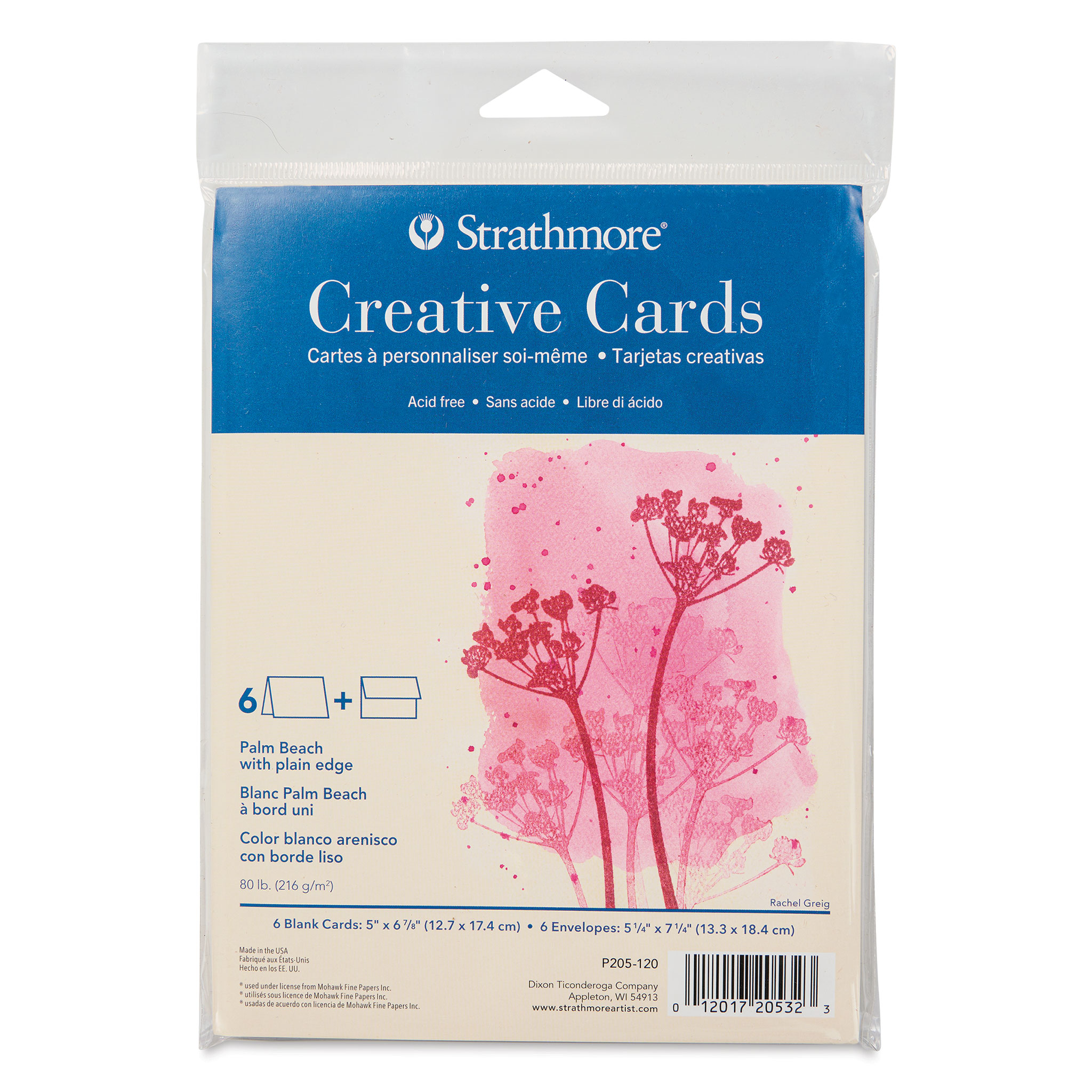 Strathmore Creative Cards and Envelopes - Full Size, Palm Beach White with  Deckle Edge, Pkg of 6