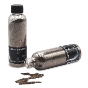 Colorberry Glitter - Smoky Quartz, Fine, 90 grams, Bottle (Glitter shown in and out of bottle)