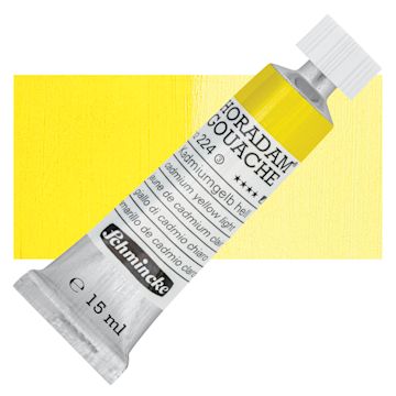 Open in modal - Schmincke Horadam Artist Gouache - Cadmium Yellow Light, 15 ml tube and swatch