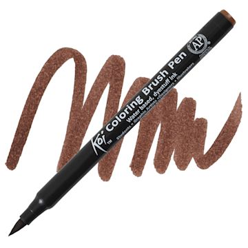 Open in modal - Sakura Koi Coloring Brush Pen - Brown pen and swatch