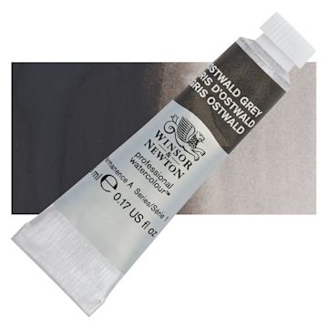 Open in modal - Winsor & Newton Professional Watercolor - Ostwald Gray, 5 ml tube and swatch