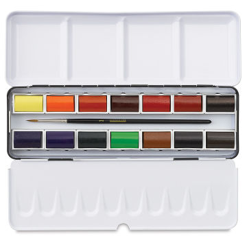 Sennelier French Artists' Watercolor Set - Metal Case, Set of 24 colors,  half pans