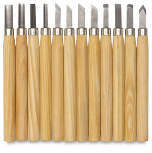 Student Wood Chisels, Set of 12 Assorted Tools shown 