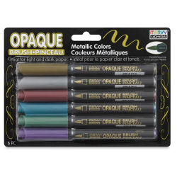 Marvy Uchida Opaque Brush Markers - Set of 6 (front of package)