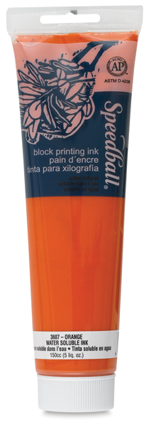 Speedball : Water-Soluble Block Ink : 75ml : Fluorescent Orange