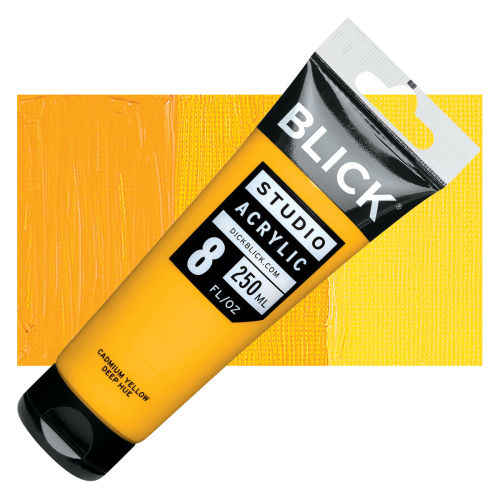 Blick Studio Acrylics - Cadmium Yellow Deep Hue, 8 oz tube