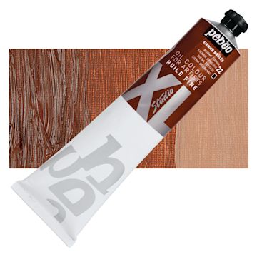 Open in modal - Pebeo XL Studio Oil Paint - Burnt Sienna, 200 ml tube and swatch