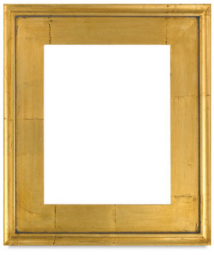 Simplon Econo Wood Frame - Front view of empty Gold Leaf Frame with Black Trim