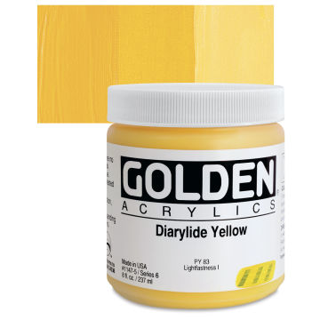Golden Heavy Body Artist Acrylics - Diarylide Yellow, 8 oz Jar