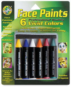 Vivid Face Paint Crayons, Pkg of 6