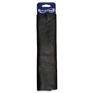 Open in modal - Realeather Premium Trim Leather - Front view of Black Leather on Hang Tag