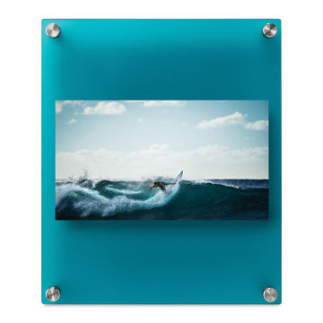 Wexel Art Double Panel Jewel Tone Acrylic Frame - Teal Topaz with Silver Hardware, 10" x 12" (Front view)