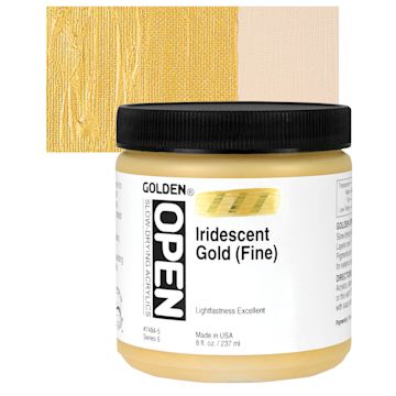 Open in modal - Golden Open Acrylic - Iridescent Gold (Fine), 8 oz Jar and swatch