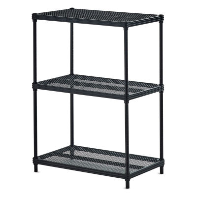 Design Ideas MeshWorks Shelving Units - Angled view of 3 shelf black unit