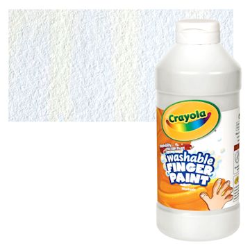 Open in modal - Crayola Washable Fingerpaint - White, 16 oz bottle and swatch
