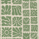 Elan Transfers Underglaze Transfer Sheet - Wood Block Flowers, Green