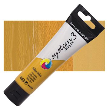 Open in modal - Daler-Rowney System3 Acrylic - Yellow Ochre, 59 ml tube and swatch