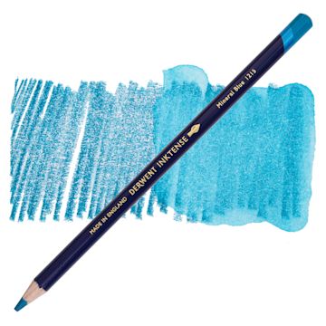 Open in modal - Derwent Inktense Pencil - Mineral Blue, swatch and pencil
