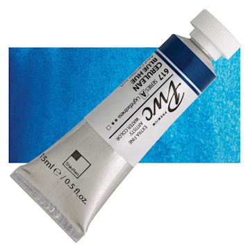 Open in modal - PWC Extra Fine Professional Watercolor - Cerulean Blue Hue, 15 ml, Tube and swatch