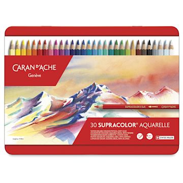 Open in modal - Caran d'Ache Supracolor Soft Aquarelle Pencil Set - Assorted Colors, Set of 30, front cover