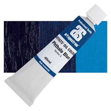 Open in modal - Art Spectrum Artists' Oil Paint - Phthalo Blue, 40 ml tube and swatch