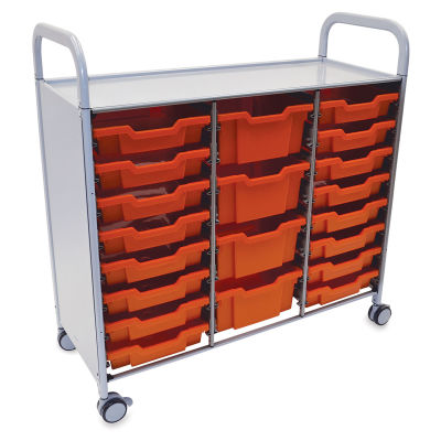 Gratnells Callero Plus Cart - Treble Cart, 16 Shallow and 4 Deep Trays, Flame Red
