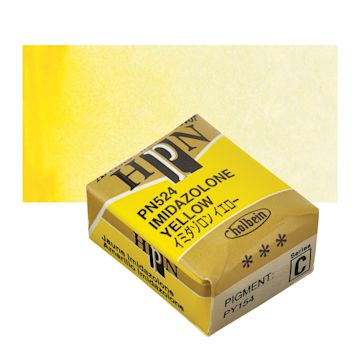 Open in modal - Holbein Artists' Watercolor Half Pan - Imidazolone Yellow and swatch