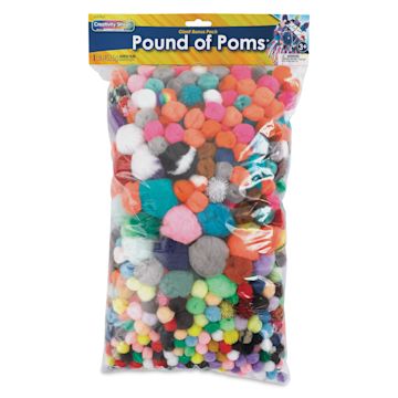 Open in modal - Creativity Street Pom Pons Assortments - Giant Bonus Pack, Pkg of 1200, front of the packaging