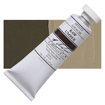 Open in modal - M. Graham Artists' Gouache - Raw Umber, 15 ml tube and swatch