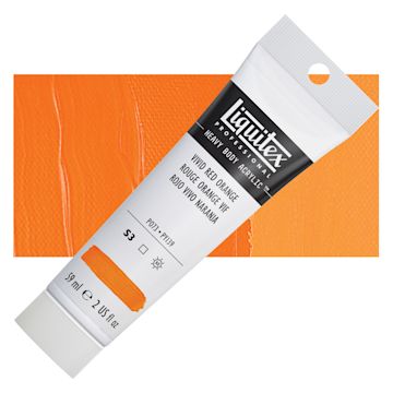 Open in modal - Liquitex Heavy Body Artist Acrylic - Vivid Red Orange, 2 oz Tube and swatch