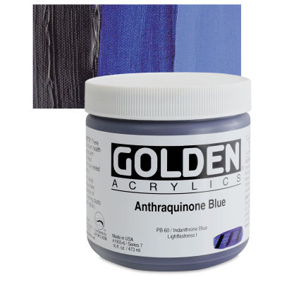 Golden Heavy Body Artist Acrylics - Anthraquinone Blue, 16 oz Jar