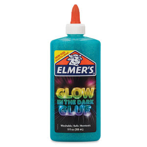 Elmer's Glow in the Dark Glue - Front of 9 oz Bottle of Blue Glue shown